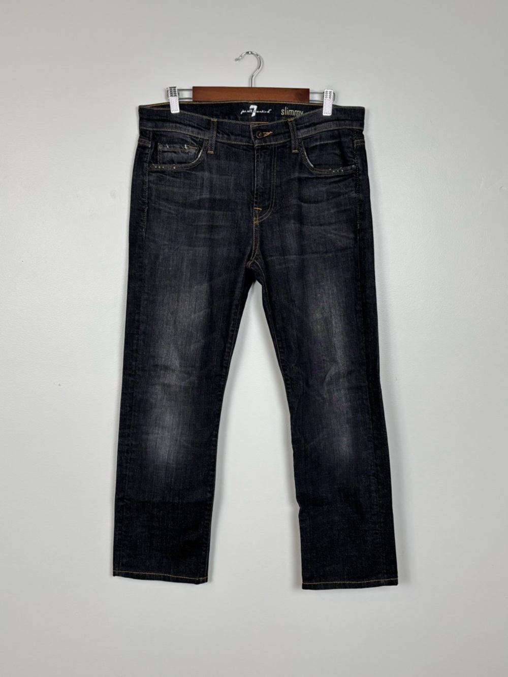 7 For All Mankind Jeans‎ Mens 32 (34x28.5)Charcoal Slimmy Straight Leg Denim